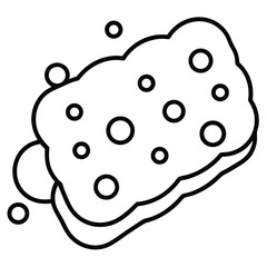 Simple Icon of a Sponge with Soap Bubbles