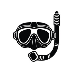 Snorkel mask with tube silhouette vector art illustration
