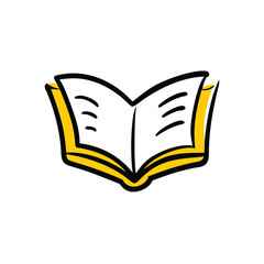 Open book icon doodle clipart on white background
