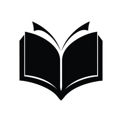 Open book silhouette icon vector illustration