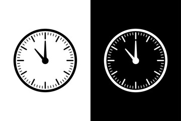 black and white wall clock vector icon