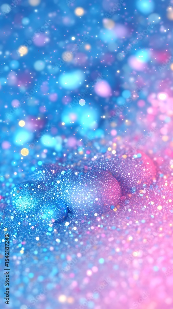 Poster dreamy glittery surface with bokeh effect and smooth color gradient