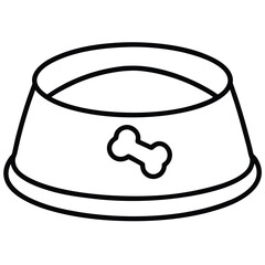 Thin Stroke Drawing of a Pet Bowl with Bone
