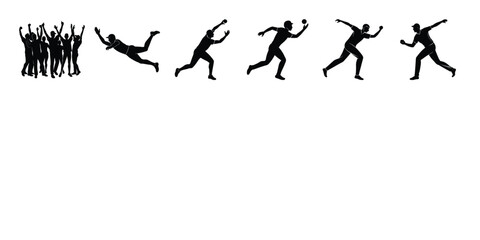Cricket players catch silhouette vector