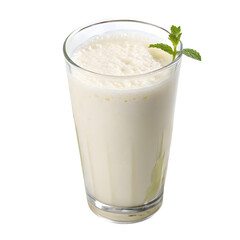 Glass of Indian Lassi Beverage on White Background