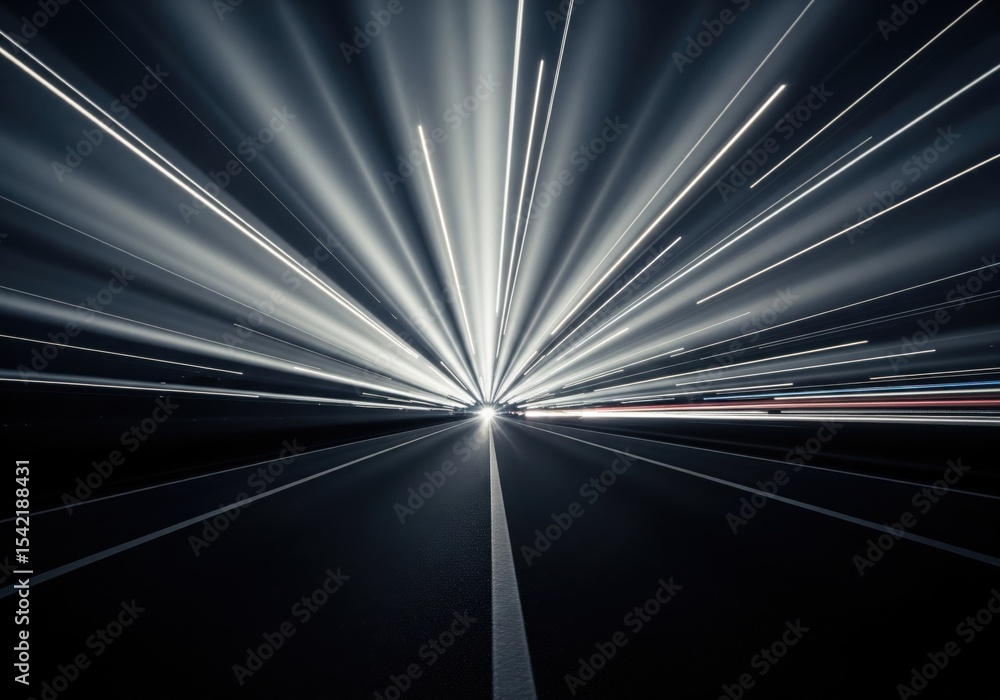 Poster radiance streaks fast forward. dynamic motion blur forms an abstract pathway, conveying intense velo