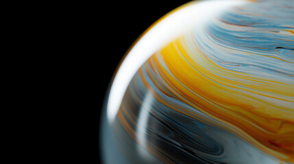 An optimized visual concept for editorial use striking sphere spectrum: a closer look at bold blues, yellows, and oranges in macro artistry.