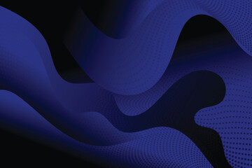 Deep Blue Fluid Waves, Dark Background
