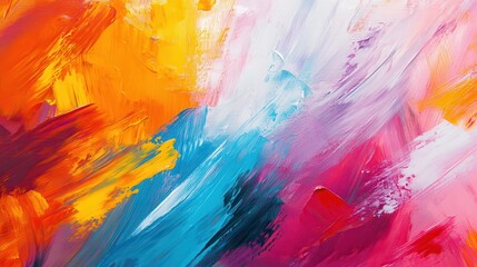 Abstract Colorful Brush Strokes in Bright Orange and Blue Tones