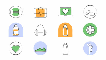 Set of boho aesthetic vector elements.