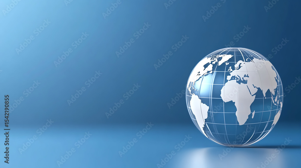 Aufkleber A 3D render of a globe symbolizing global connectivity and technology advancement against a blue backdrop.