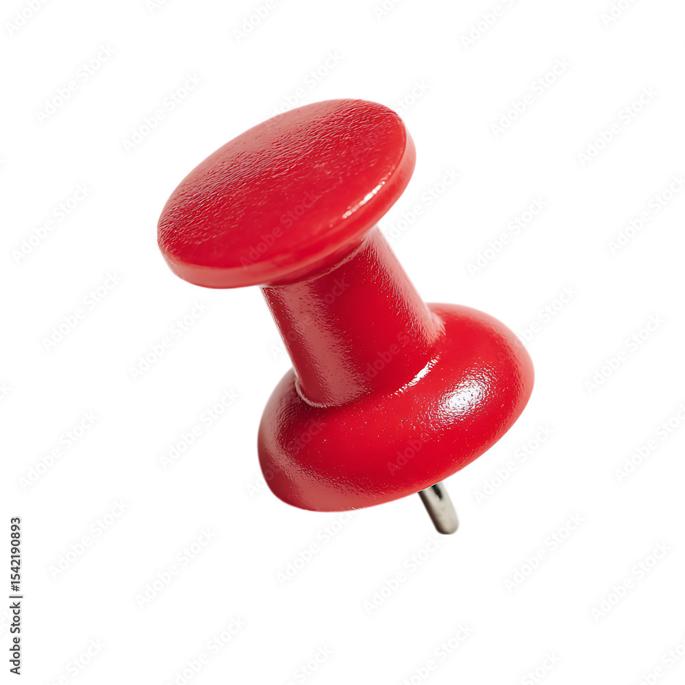 Poster single red push pin isolated on transparent background
