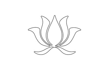 Continuous one line drawing of a lotus bud on white background vector illustration, Continuous one line drawing of a lotus bud on white background.