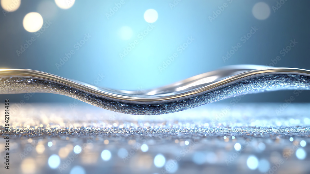 Poster A close-up view of liquid flowing gracefully, showcasing shimmering reflections and soft waves that create a tranquil atmosphere.