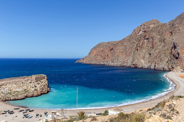Beach in Badis Bay. Mediterranean Sea. Kingdom of Morocco