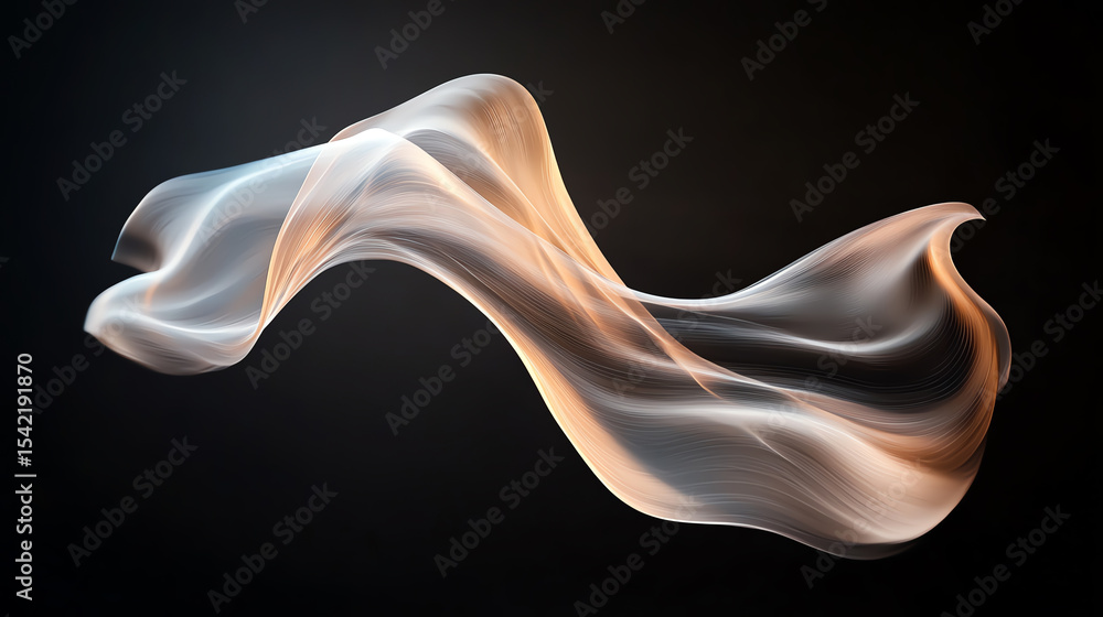 Poster A dynamic and abstract representation of flowing smoke, showcasing elegant curves and soft lighting against a dark backdrop.