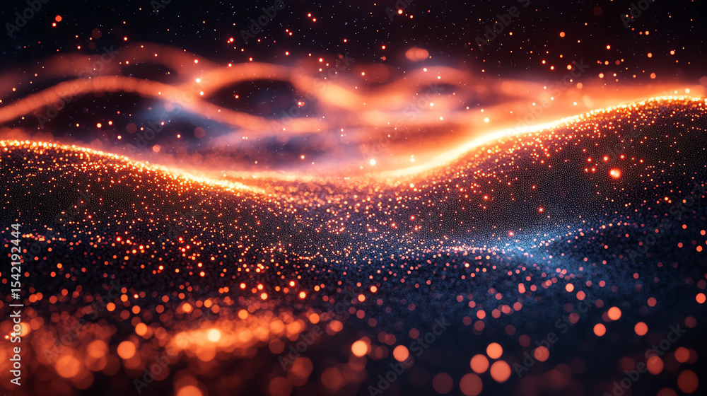 Aufkleber A mesmerizing abstract background featuring glowing waves and shimmering particles, ideal for digital artwork and design projects.