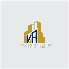 Modern VA Real Estate Logo Design with Building Silhouettes