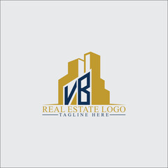 Modern VB Real Estate Logo Design with Building Silhouettes