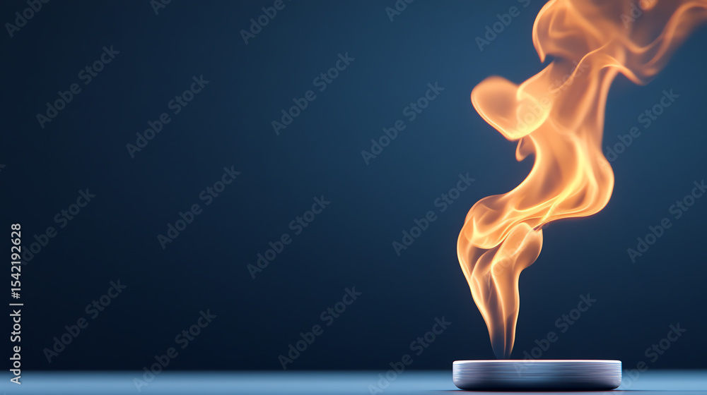 Poster A mesmerizing swirl of smoke rising from a small flame, creating an atmospheric and tranquil ambiance in a minimalist setting.