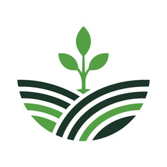 Green Plant Sprouting from Dark Green and Light Green Striped Soil