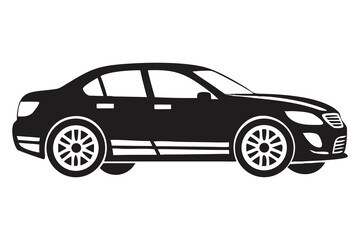 Elegant Vector Icon of Sedan Car, Automotive Vehicle Design, Transportation Illustration, Modern Road Graphic