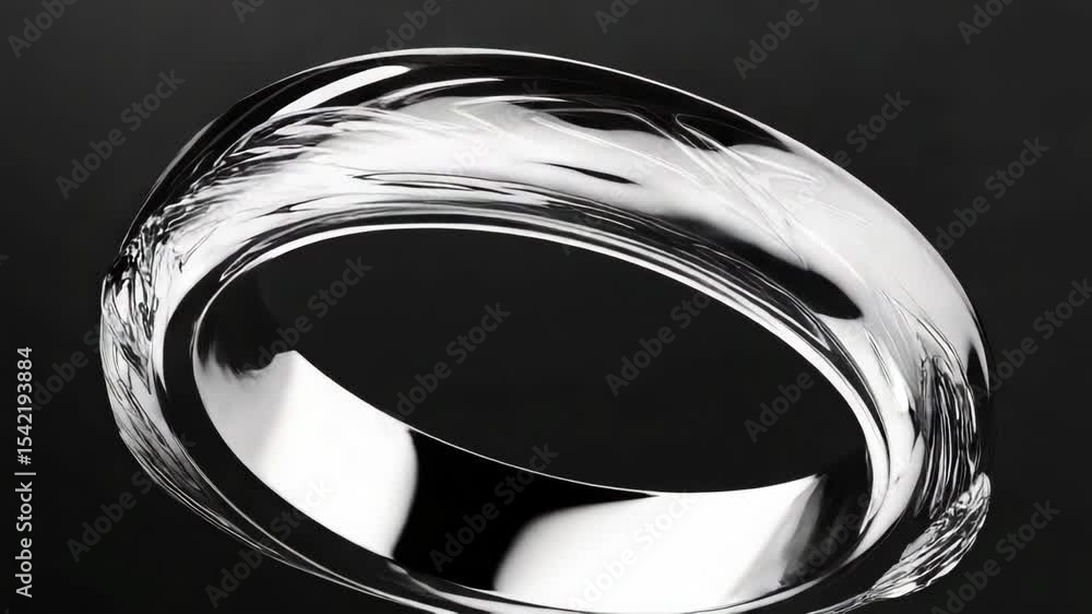 Poster glowing ring on black background with static interference.