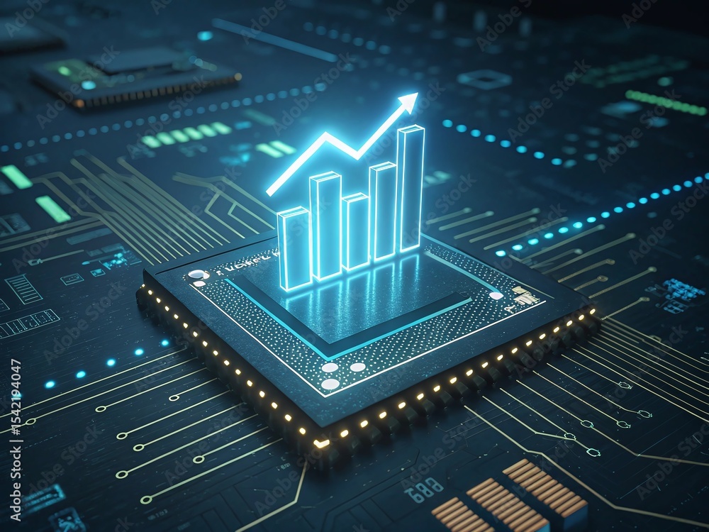 Poster business analytics chip circuit board data visualization technology growth