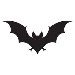 Fototapeta premium Flying Black Bat with Red Eyes – Vector Illustration