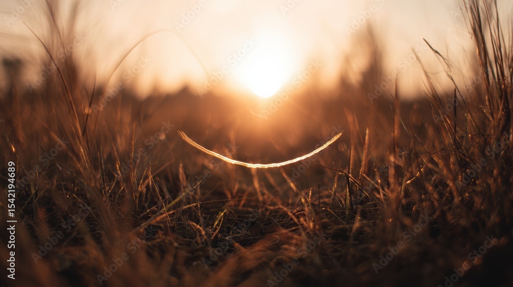 Aufkleber Golden Light Gently Arcs Over an Empty Field, Creating a Tranquil Atmosphere During Sunset