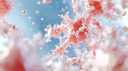 A vibrant microscopic view showcasing cellular structures and bubbles in a scientific environment, conveying the essence of life.