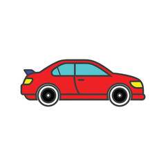 Vector illustration of red racing car on white background