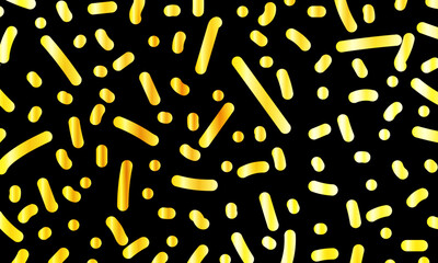 Abstract gold doodle line pattern on black background. modern luxury shape background.