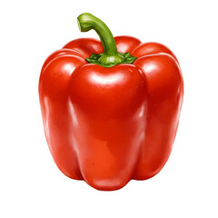 Vibrant Red Bell Pepper - Watercolor Style Illustration clipart watercolor png, isolated on transparent background