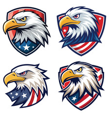 Adobe Illustrator Artwork American eagle head USA flag mascot logo design.
