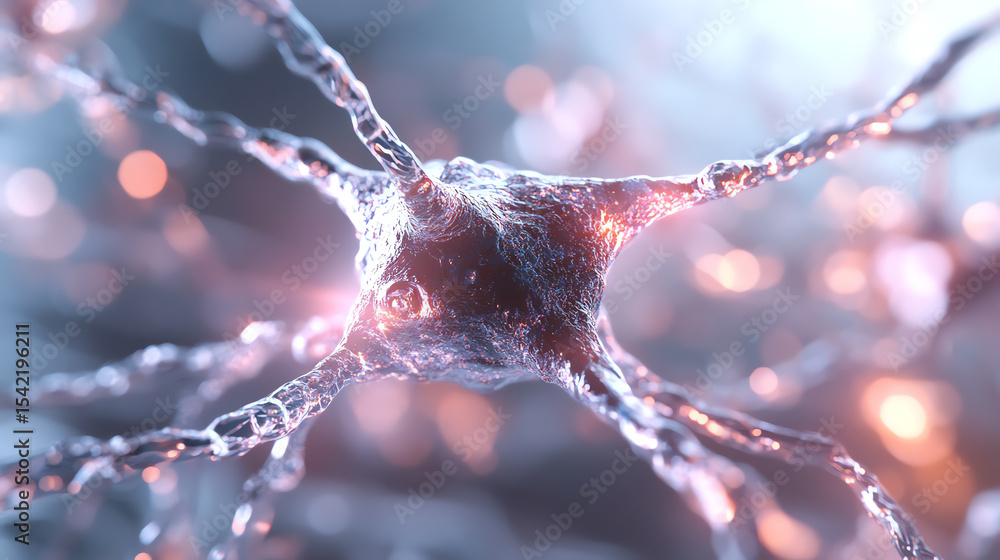 Aufkleber Detailed view of a neuron, showcasing its intricate structure and connections within the nervous system.