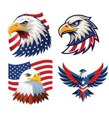 Adobe Illustrator Artwork American eagle head USA flag mascot logo design.
