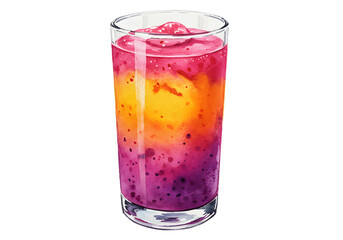 Vibrant Two-Layered Smoothie in Glass - Watercolor Illustration clipart watercolor png, isolated on transparent background