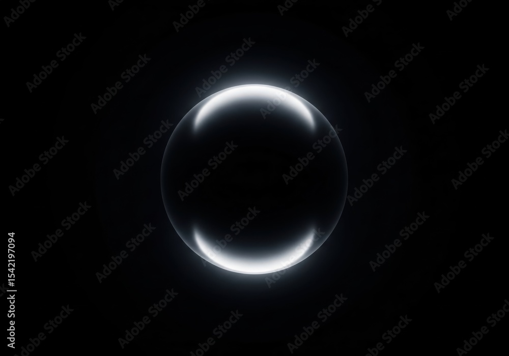 Aufkleber ethereal luminous sphere on black. a profound round object with a radiant halo against a deep void. 