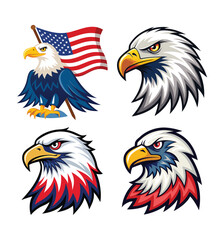 Obraz premium Adobe Illustrator Artwork American eagle head USA flag mascot logo design. 