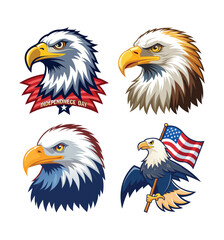 Adobe Illustrator Artwork American eagle head USA flag mascot logo design.
