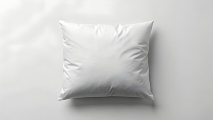 Square White Pillow Flat on Clean White Background
