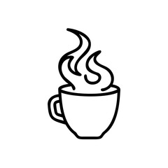 Steaming Hot Beverage in a Simple Mug Line Art Illustration Black and White Handmade Design Element