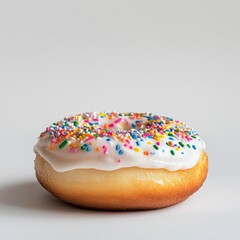 Single glazed donut with colorful sprinkles