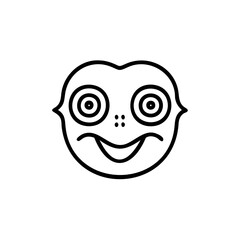 Line Art Illustration of a Smiling Hindu God with Large Concentric Circle Eyes and a Simple Handmade Style