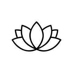 Black Line Drawing Simple Lotus Flower Hindu God Symbol Handmade Design Element Spiritual Icon Yoga Meditation