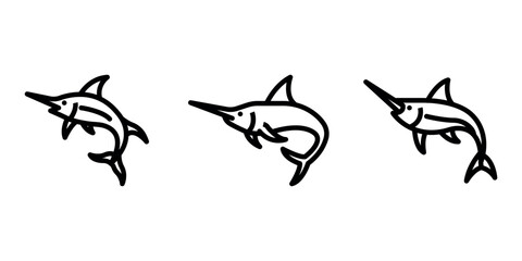 marlin outline or line icon design bundle.