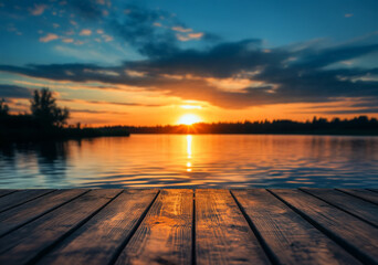 Twilight Reflections on a Wooden Pier