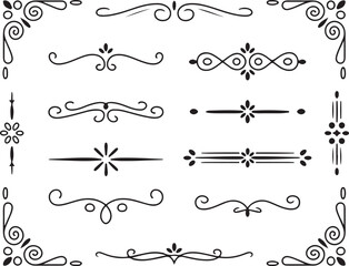 Obraz premium Ornate Calligraphy Divider and Corner Set