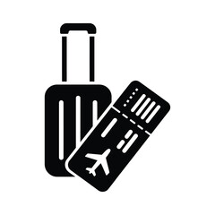Obraz premium Flight Ticket and Luggage Icon - Travel Baggage Vector Graphic Design